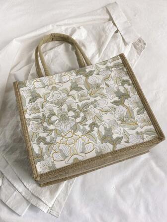 Damväska med blommönster med stor kapacitet