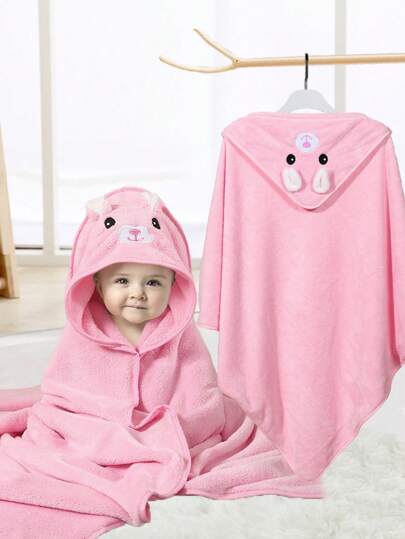 1 toalla de baño para bebé con poncho con capucha de dibujos animados súper suave, altamente absorbente y diseñada para recién nacidos