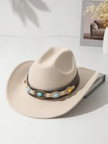 1頂中性裝飾波西米亞牛仔女帽，柔軟呢料沙灘帽，拱形吉茲帽，巴拿馬式遮陽帽，派對牛仔帽，牛仔女帽 - 多色3 - 查看 30