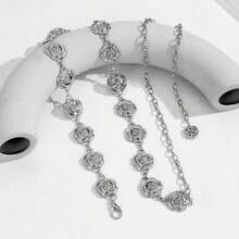 1條金銀色金屬玫瑰花女式腰帶，時尚優雅的禮服或牛仔褲飾品 - 彩色 - 查看 5