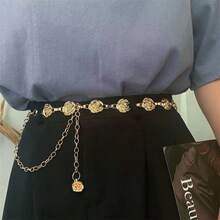 1條金銀色金屬玫瑰花女式腰帶，時尚優雅的禮服或牛仔褲飾品 - 彩色 - 查看 2