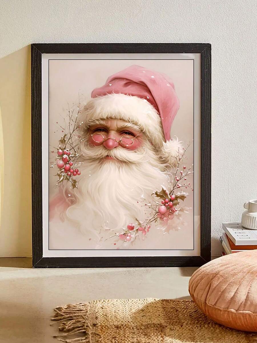 可爱圣诞老人 5D 钻石画套装，全圆形钻石 DIY 钻石艺术工艺品，适合成人和初学者，家居墙壁客厅装饰 - 彩色 - 查看 1