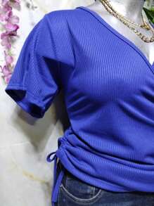 BLUSA TALLA CURVY DOBLE JARETA MOD. NALA TELA FRESCA RIF TEXTURA LIGERA - Azul Cadete - Ver 4