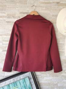 Women Blazers - Burgundy - View 2