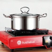 1pc Stainless Steel Mini Cooking Pot, Suitable For Electric And Gas Stoves, With See-Through Glass Lid, Ideal For Individual, Home Use Or Hot Pot Seafood Boil