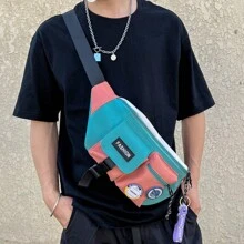 男士胸包，品牌工装风格斜挎包，多功能个性化腰包，单肩包，大学包，父亲节礼物，夏季爸爸 - 彩色 - 查看 2