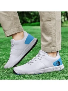 男士专业高尔夫运动鞋，防水防滑时尚休闲鞋 - 藍白色 - 查看 3