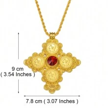 1pc Big Cross Pendants Necklaces Women Men Gold Color Jewelry Africa Coin Cross/Eritrea Habesha Necklace
