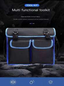 多功能双层牛津布宽带安装大容量电工维修耐磨手提斜跨两用工具包大容量耐磨加厚单肩斜跨工具包电工木工 - 藍色 - 查看 4