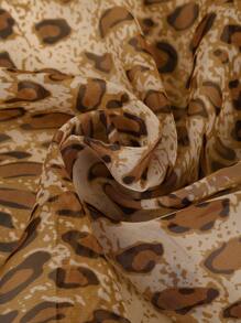 1 件女士春季新品轻薄豹纹雪纺围巾，防晒长披肩，适合日常使用冬季秋季 - 彩色 - 查看 4