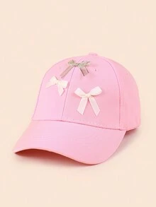 1 Máy Tính Nữ Dễ Thương Màu Hồng Nơ Mũ Bóng Chày Cong Vành Và Mềm Thái, tấm Che Nắng Và Gương Mặt-Thể Hiện Mũ Cho Mùa Xuân Và Mùa Hè - Hồng - Xem 1