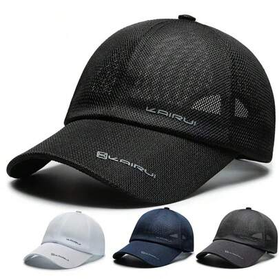 1pc Men's Breathable Mesh Baseball Cap, Adjustable Outdoor Sports Hat, Sun-Proof, Casual For Spring, Autumn Travel, Beach, Party