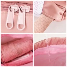 حقيبة سباحة لفصل الجاف والمبلل، لون أحادي بسيط من البوليستر، حقيبة تخزين عمودية، حقيبة ظهر رياضية للرمال و اللياقة البدنية، مقاومة للماء - وردي - مشاهدة 6