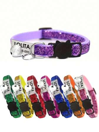 1pc Customizable Soft Adjustable Pet Collar For Cats With Breakaway Buckle And Bell, Suitable For Daily Use By Small And Medium Sized Cats Or Dogs