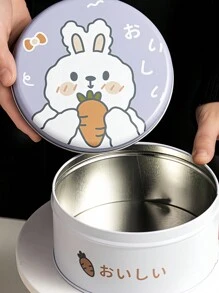 1 pieza Caja de galletas linda con dibujos animados, contenedor redondo de hierro para galletas y dulces - Multicolor - Ver 7