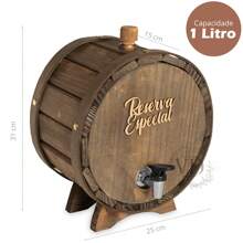 Barrica pingômetro Rústica Artesanato de 01 Litro revestido de Madeira - Marrom - Visão 3