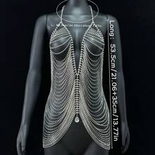 Luxury Rhinestone Tassel Body Chain, Sexy Rhinestone Chest Chain, Body Jewelry For Women - Multicolor - View 6