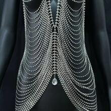 Luxury Rhinestone Tassel Body Chain, Sexy Rhinestone Chest Chain, Body Jewelry For Women - Multicolor - View 4