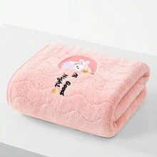 1条珊瑚绒柔软吸水卡通刺绣水彩设计男女通用浴巾、泳巾、沙滩毯、头发/面巾，适合居家、海滩、游泳、返校季、美容院、家庭浴室、酒店、运动、家居必备、毛巾、护肤浴巾 - 黃色 - 查看 15
