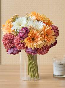 1 件/3 件人造花蒲公英牡丹雏菊仿丝绸花束婚礼新娘花束餐桌中心装饰家庭办公室、浴室农舍厨房餐桌装饰、情人节、礼物生日毕业、秋季装饰、秋季