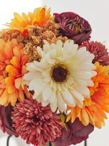 1 件/3 件人造花蒲公英牡丹雏菊仿丝绸花束婚礼新娘花束餐桌中心装饰家庭办公室、浴室农舍厨房餐桌装饰、情人节、礼物生日毕业、秋季装饰、秋季