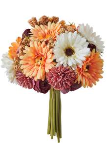 1 件/3 件人造花蒲公英牡丹雏菊仿丝绸花束婚礼新娘花束餐桌中心装饰家庭办公室、浴室农舍厨房餐桌装饰、情人节、礼物生日毕业、秋季装饰、秋季