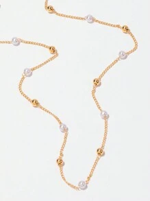 1条时尚优雅仿珍珠金球防滑金属眼镜链，可挂在时尚眼镜框上，是理想的礼物。 - 金色 - 查看 4