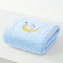 1条珊瑚绒柔软吸水卡通刺绣水彩设计男女通用浴巾、泳巾、沙滩毯、头发/面巾，适合居家、海滩、游泳、返校季、美容院、家庭浴室、酒店、运动、家居必备、毛巾、护肤浴巾 - 黃色 - 查看 14
