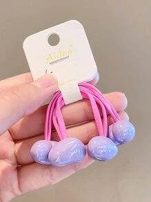 7pcs/Set Girls Candy Color High Ponytail Double-Ended Heart Minimalist Hair Ties, Gentle On Hair, Everyday Hair Accessories - Multicolor - View 4