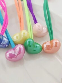 7pcs/Set Girls Candy Color High Ponytail Double-Ended Heart Minimalist Hair Ties, Gentle On Hair, Everyday Hair Accessories - Multicolor - View 5