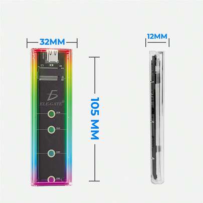 Case Carcasa Caja Para Disco Duro Transparente con Luz RGB M2 NVME Estilo y Elegancia para tu PC Gaming