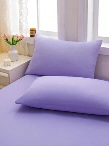 3 件套紫色纯色柔软舒适拉绒床上用品套装，适用于卧室和客房