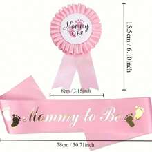 Bộ huy hiệu màu hồng thanh lịch dành cho bố và mẹ, hoàn hảo cho tiệc cưới, kỷ niệm, sinh nhật và tiệc mùa hè, quà tặng trang trí gia đình cho tiệc chào đón em bé - bố xanh - Xem 2