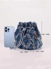 Women Drawstring Bag Mini Sling Bag Bucket Bag Diamond Shape Daily Outdoor Bag