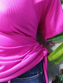 BLUSA TALLA CURVY DOBLE JARETA MOD. NALA TELA FRESCA RIF TEXTURA LIGERA - Rosa Fucsia - Ver 3