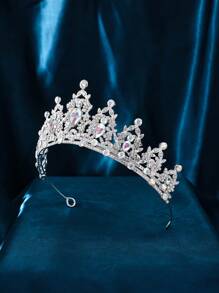 1 PC Sang Trọng Dự Tiệc & Đám Cưới Cô Dâu Phụ Kiện Tóc, Quý Phái & Thanh Lịch Vương Miện Công Chúa - Bạc - Xem 4