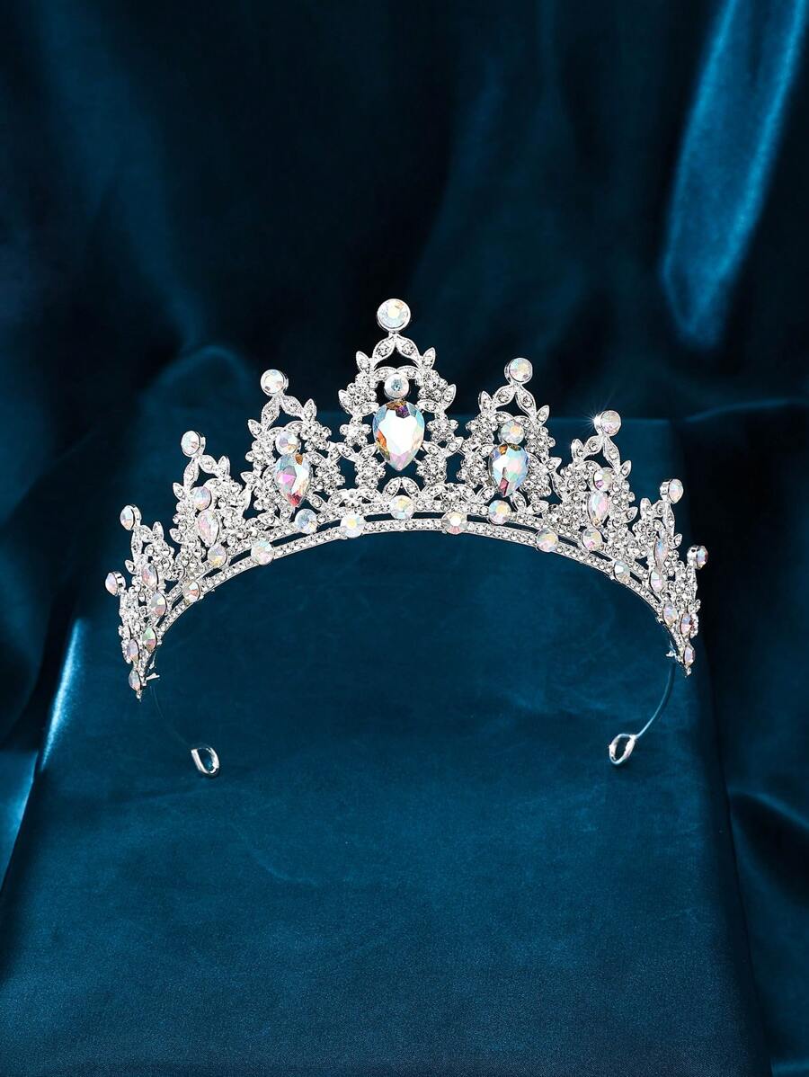 1 PC Sang Trọng Dự Tiệc & Đám Cưới Cô Dâu Phụ Kiện Tóc, Quý Phái & Thanh Lịch Vương Miện Công Chúa - Bạc - Xem 1