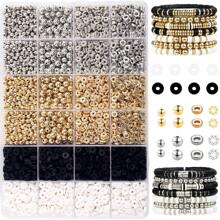 1 Box White Soft Polymer Clay Bead Necklace & Bracelet Making Kit, 15/24 Summer Jewelry Grid Set, 4mm 6mm 8mm 10mm Faux Pearl For Friendship Jewelry Making, DIY Beading Decor, Spacer Beads, Suitable For 8-12 Years Old Girls, Ideal Gift For Holidays - Pure White - View 7