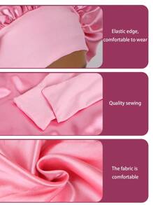 1个缎面蝴蝶结弹力轻便浴帽，纯色，女士及女孩适用，黑色，情人节礼物