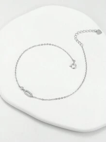 ELSEDES 1個簡約個性化S925純銀手工幾何設計鑲嵌寶石的腳鏈，突顯獨特魅力，適合女士日常和派對配戴珠寶首飾