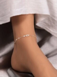 ELSEDES 1個簡約個性化S925純銀手工幾何設計鑲嵌寶石的腳鏈，突顯獨特魅力，適合女士日常和派對配戴珠寶首飾