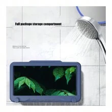 Ốp điện thoại phòng tắm chống nước gắn tường, không cần khoan, hộp đựng xà phòng và hộp đựng đồ - Màu xanh lam - Xem 6