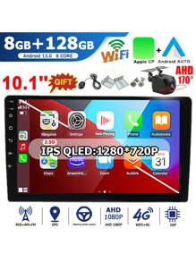 八核八GB+128GB,10.1英寸IPS高清1280*720P觸控屏幕,無線Apple Carplay和Android Auto,2-DIN Android 13車用收音機,通用多媒體視頻播放器,適用於日產現代豐田,2DIN Autoradio GPS導航音頻,FM / AM收音機,WIFI 4G LTE,包括AHD 170度魚眼車後視攝像頭 - 黑色 - 查看 2
