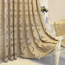 Cortina transparente grossa em estilo vintage europeu, cor café, com design vazado, ideal para sala de estar, quarto, escritório, varanda, proteção solar e privacidade. (1 peça)