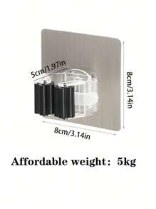 8入組/1入組免打孔拖把架，多功能微痕掛鉤，浴室掃帚掛架，廚房組織者，壁掛工具組織者，黏合式掃帚夾，適用於家居儲存，清潔工具和用品，宿舍必備物品 - 黑色 - 查看 11