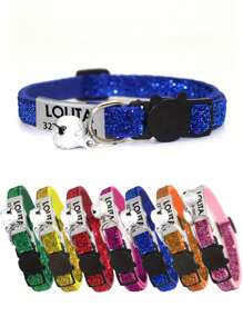 1pc Customized Soft Adjustable Cat Collar With Quick Release Buckle, Sparkling Ring Bell Anti-Chocking Feature, Fits Small/Medium Dogs & Cats For Daily Use - Royal Blue - View 1