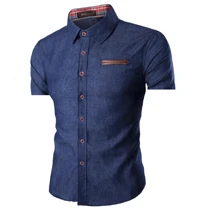 Men Shirts - 深色水洗藍 - 查看 1