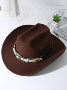 1頂中性裝飾波西米亞牛仔女帽，柔軟呢料沙灘帽，拱形吉茲帽，巴拿馬式遮陽帽，派對牛仔帽，牛仔女帽 - 多色3 - 查看 25