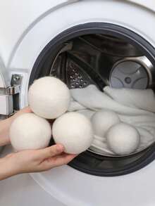 3pcs Knitted Drying Ball White Felt Ball Home Dryer Laundry Ball Drying Ball Anti-Entanglement Clothes In Addition To Electrostatic Laundry Ball - White - View 3