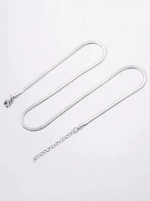 Aomogo 1pc Stainless Steel Blade Chain Necklace, Unisex Fashionable Hip Hop Style Flat Snake Bone Jewelry - necklace - View 6